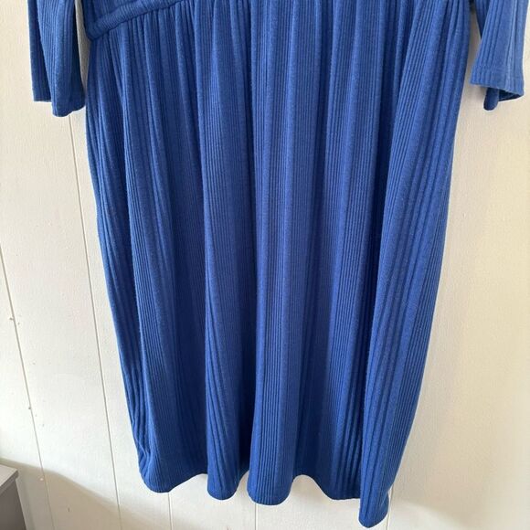 NEW Lane Bryant Cowl-Neck Knit Dress Blue Ribbed 3/4 Sleeve 18/20 2X Soft Casual - Picture 9 of 14